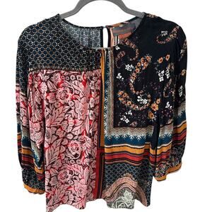 Anthropologie Bhanuni by Jyoti Beaded Top Blouse Colorful Boho Peasant Top, S